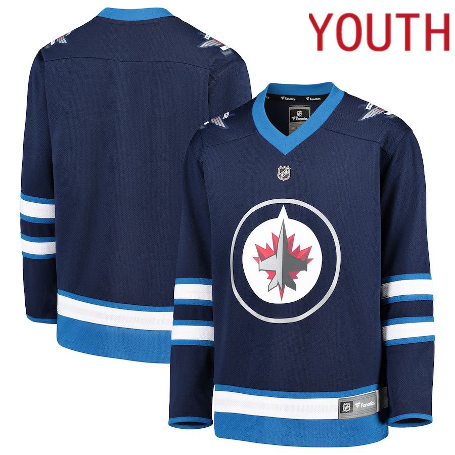 Youth Winnipeg Jets Fanatics Branded Blue Home Replica Blank NHL Jersey->more nhl jerseys->NHL Jersey